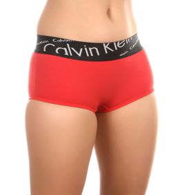 Фото Женские трусы-шорты красные с черной резинкой Calvin Klein Women Red Black Italic Waistband