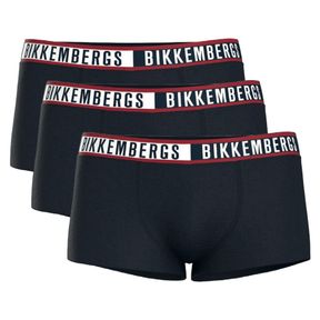 Фото Мужские трусы боксеры темно-синие набор 3в1 Bikkembergs TWICE BKK52UTR29TR
