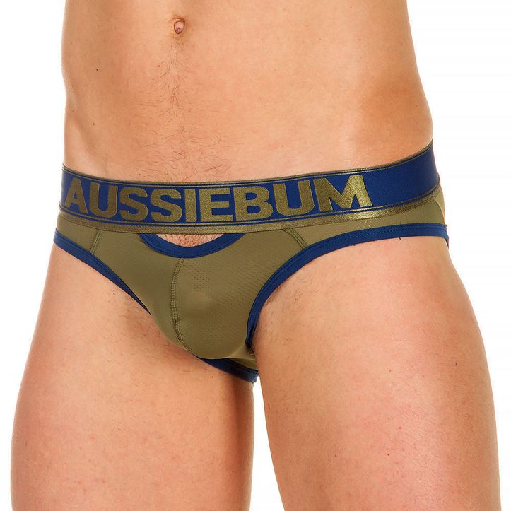Мужские трусы слипы хаки с вырезом сзади AussieBum 