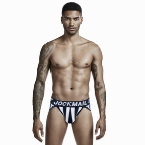 Фото Мужские трусы брифы черные с вырезами по бокам JOCKMAIL JM2026-2