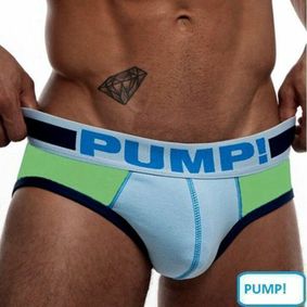 Фото Мужские трусы брифы салатовые с голубым Pump Mint - SkyBlue Brief H69