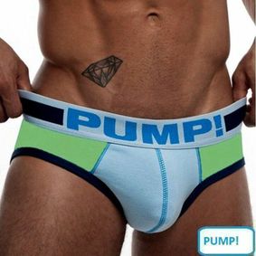 Фото Мужские трусы брифы салатовые с голубым Pump Mint - SkyBlue Brief H69-19