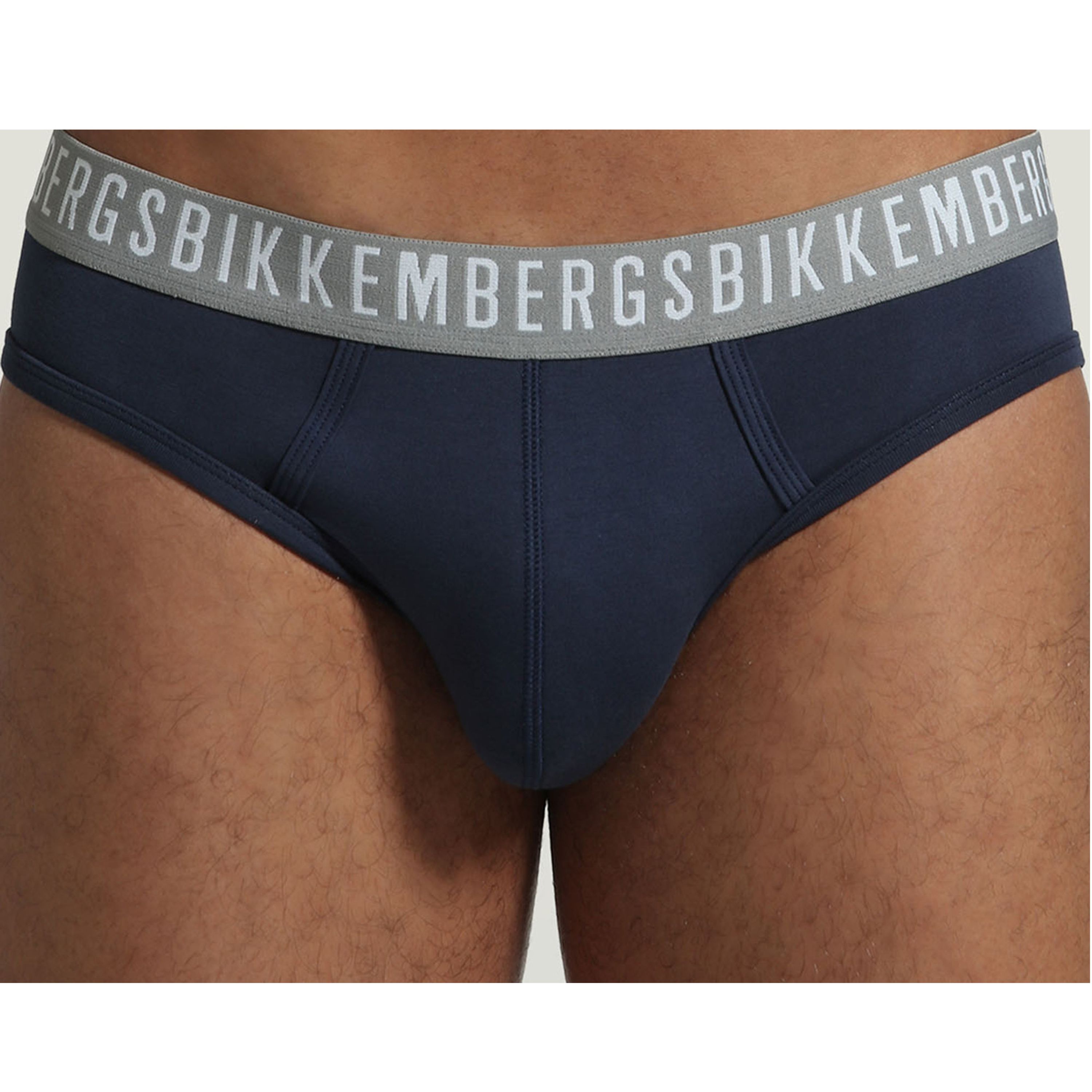 Мужские трусы брифы синие набор 3 в 1 Bikkembergs CLASSIC BKK1USP02TR фото 4