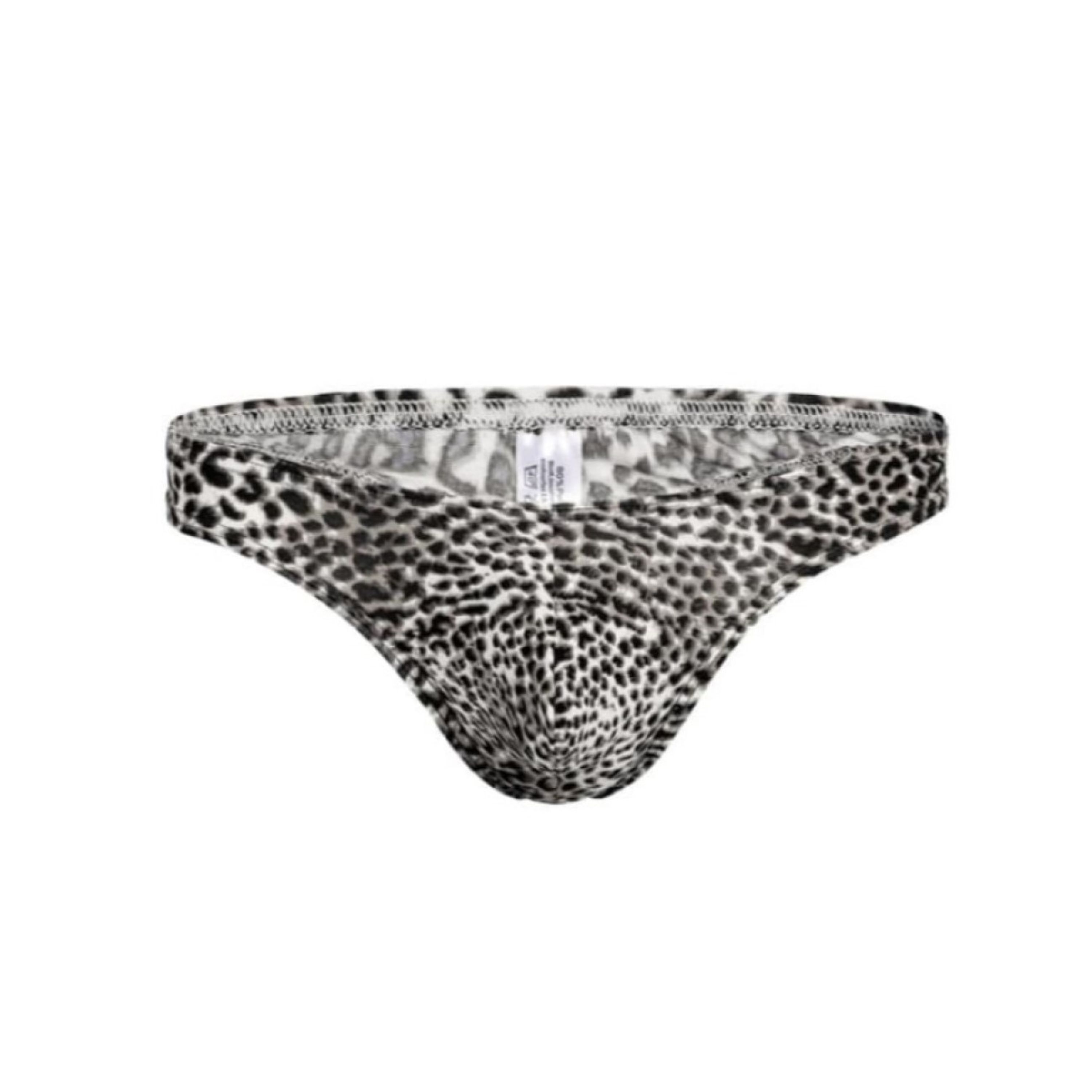 Мужские трусы тонги серые с леопардовым принтом Romeo Rossi RR1026-2 фото 1