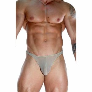 Фото Мужские трусы тонги бежевые полупрозрачные Don Moris DM171219