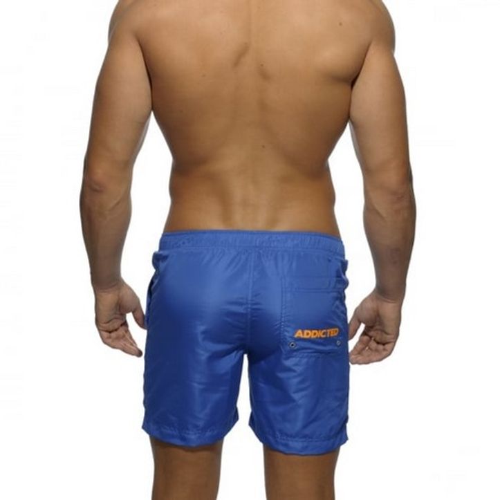 Мужские шорты удлиненные голубые с оранжевыми завязками Addicted Sport Shorts Blue фото 2
