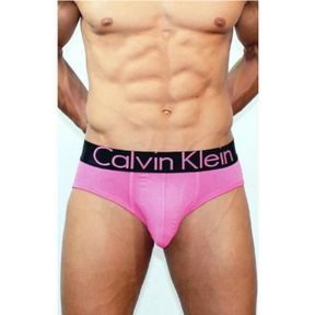 Фото Мужские трусы брифы розовые с черной резинкой Модал Calvin Klein Black Waistband CK02209