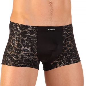 Фото Мужские трусы боксеры коричневые с леопардовым принтом PLAYBOY PB016