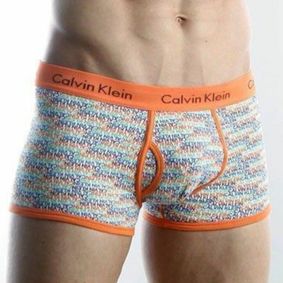 Фото Мужские трусы боксеры с оранжевой резинкой и разноцветными буквами Calvin Klein 365 Boxer Multicolor Letters 