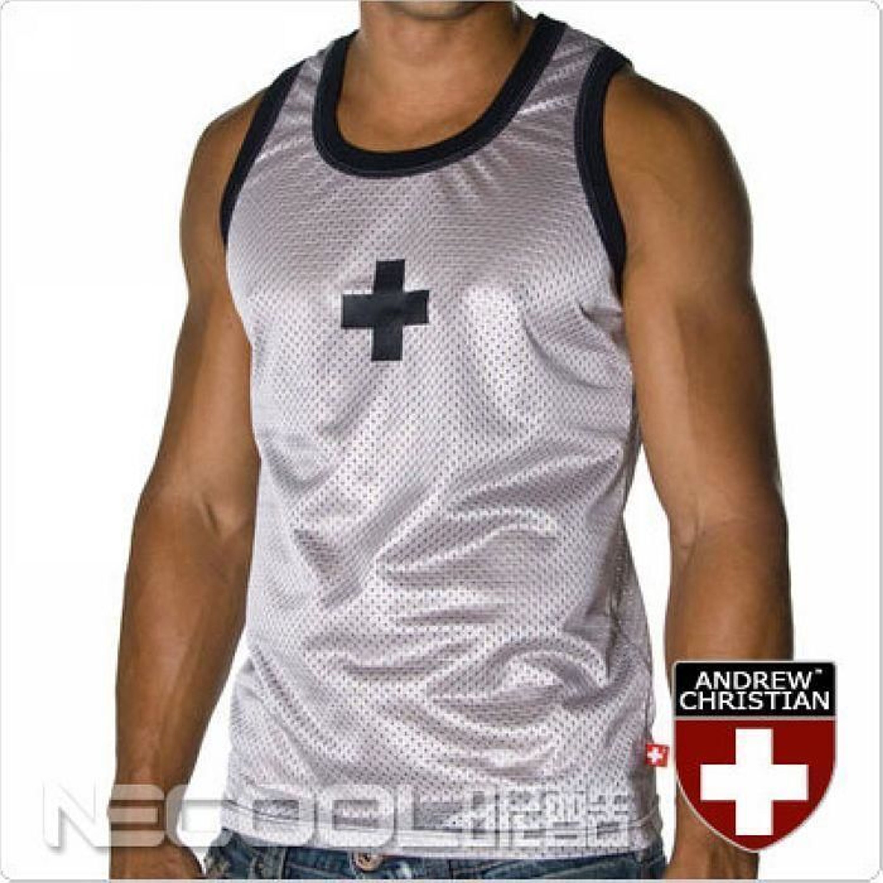 Майка спортивная в сетку белая Andrew Christian Sport Mesh Tank AC16 фото 1