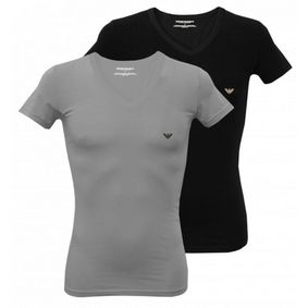 Фото Набор мужских футболок V NECK 2в1 (черный, серый) Emporio Armani 111512_CC717 03320