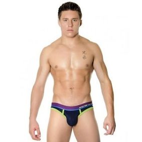 Фото Мужские трусы джоки синие Andrew Christian Almost Naked Jock Neon Navy  AC82