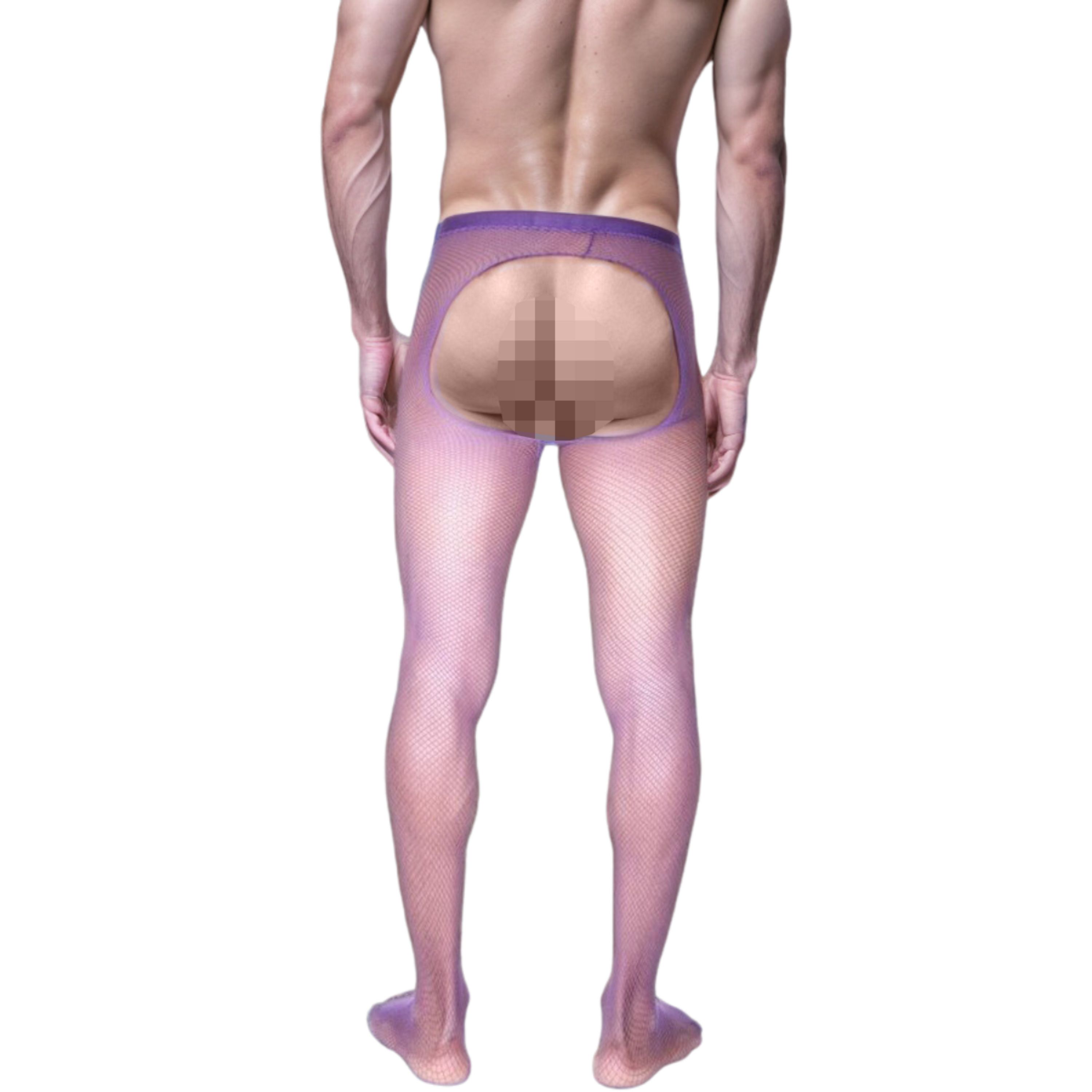 Мужские легинсы сетчатые фиолетовые с вырезом сзади LaBlinque LB15379 фото 2