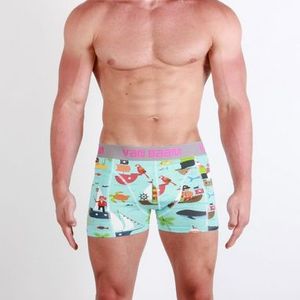 Фото Мужские трусы боксеры голубые Van Baam Funny Blue с корабликом VB27190