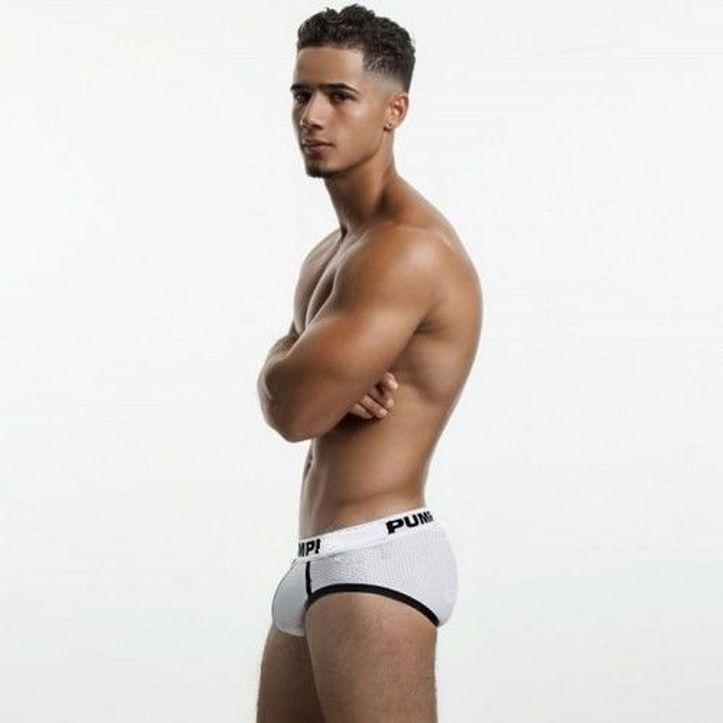 Мужские трусы брифы в сетку белые c черной окантовкой Pump Touchdown Brief White-Black PM3-M214 фото 2