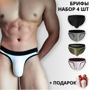 Фото Набор мужских трусов брифов 4в1+ПОДАРОК ROMEO ROSSI RR2081-01