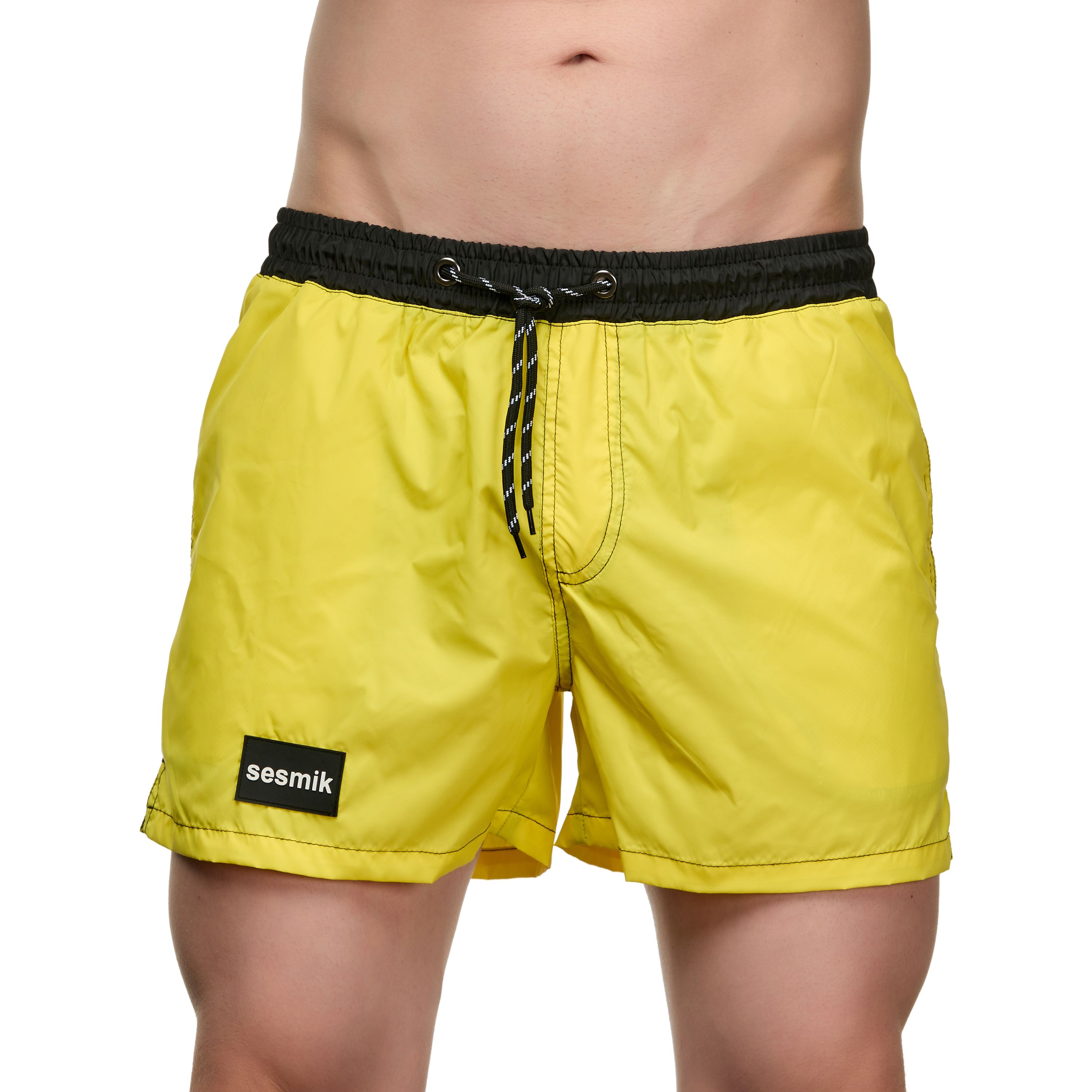 Мужские шорты желтые с черным карманом сзади Sesmik STORM COLORS YELLOW фото 1