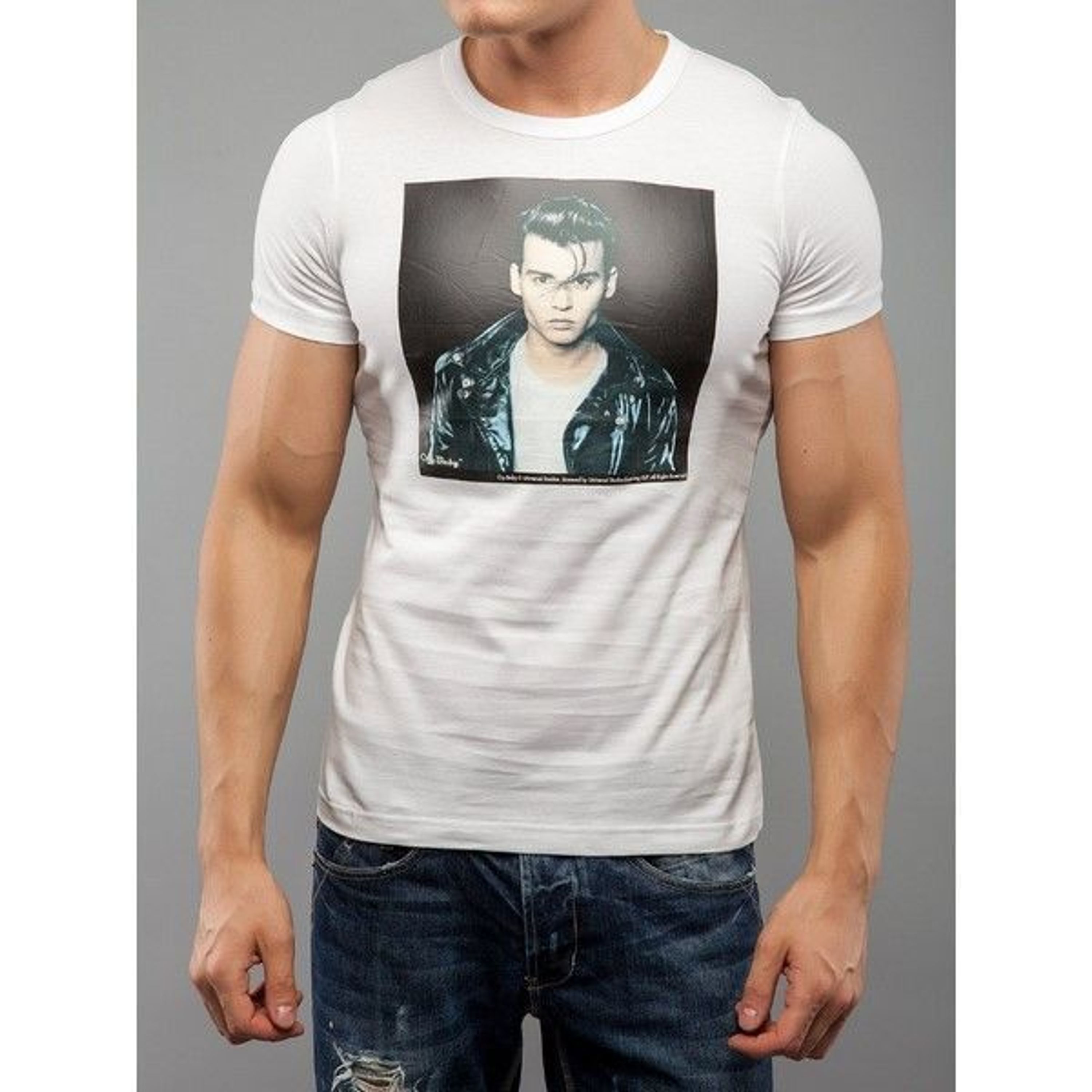 Мужская футболка белая с принтом Dolce Gabbana Cry Baby фото 1