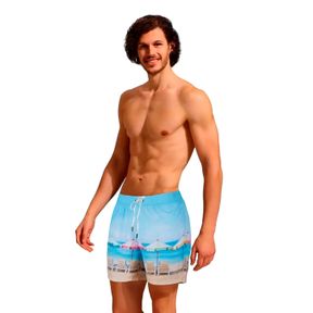 Фото Мужские шорты для плавания голубые с принтом  DOREANSE 3816