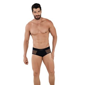Фото Мужские трусы брифы черные с сетчатой вставкой Clever Moda BERNA BRIEF 103011