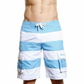 Фото Мужские пляжные шорты Abercrombie&Fitch белые в голубую полоску