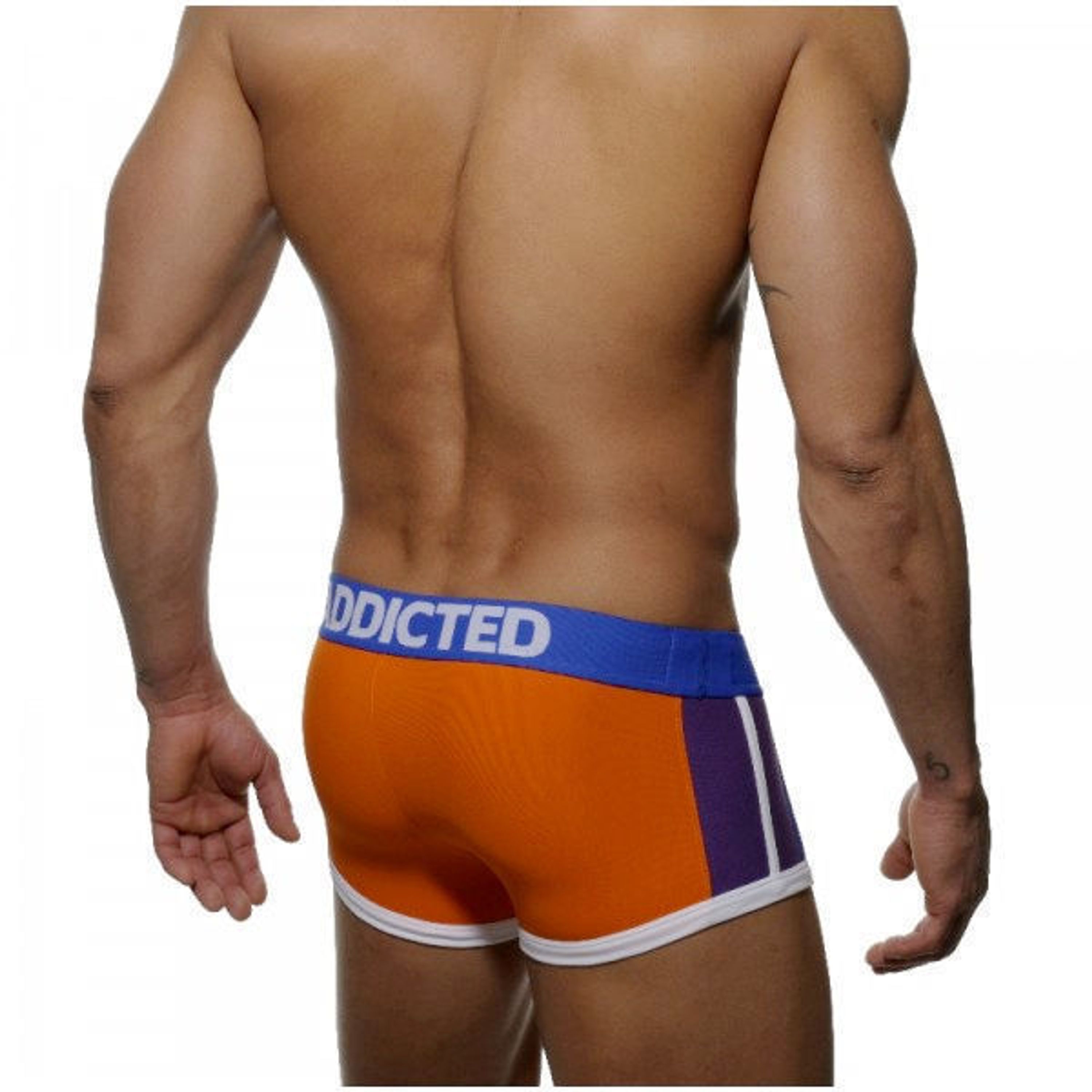 Мужские трусы боксеры фиолетовые c оранжевым Seobean Addicted Boxer фото 2