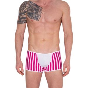 Фото Мужские трусы боксеры в полоску фуксия с белой вставкой Cosmos Colors FM30_PW Фото Мужские трусы боксеры в полоску фуксия с белой вставкой Cosmos Colors FM30_PW