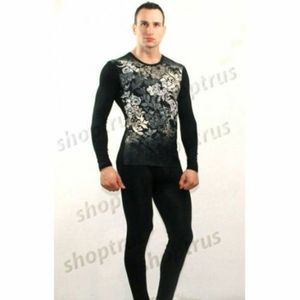 Фото Мужское нательное белье черное с принтом цветы TOMMY DOOYAO комплект TD0004