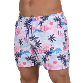 Фото Мужские шорты для плавания розовые с принтом DOREANSE 3821
