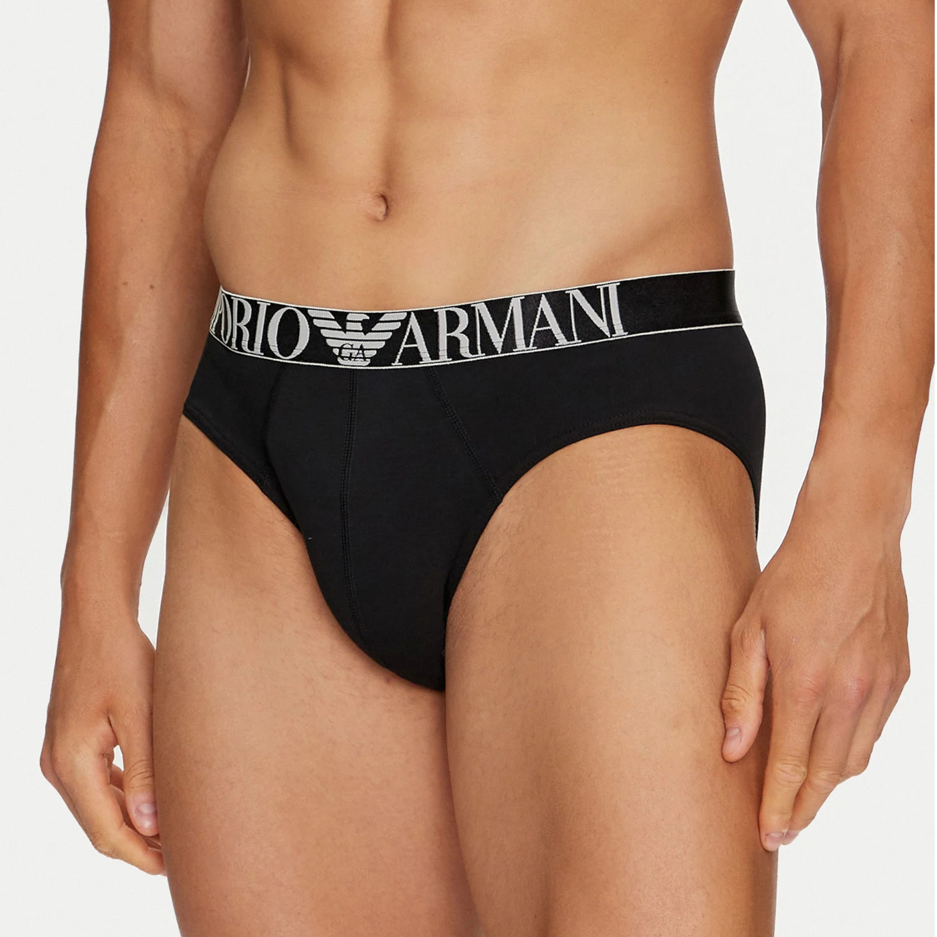 Набор мужских трусов брифов 3в1 черные Emporio Armani 111734_4F726 73320 фото 4