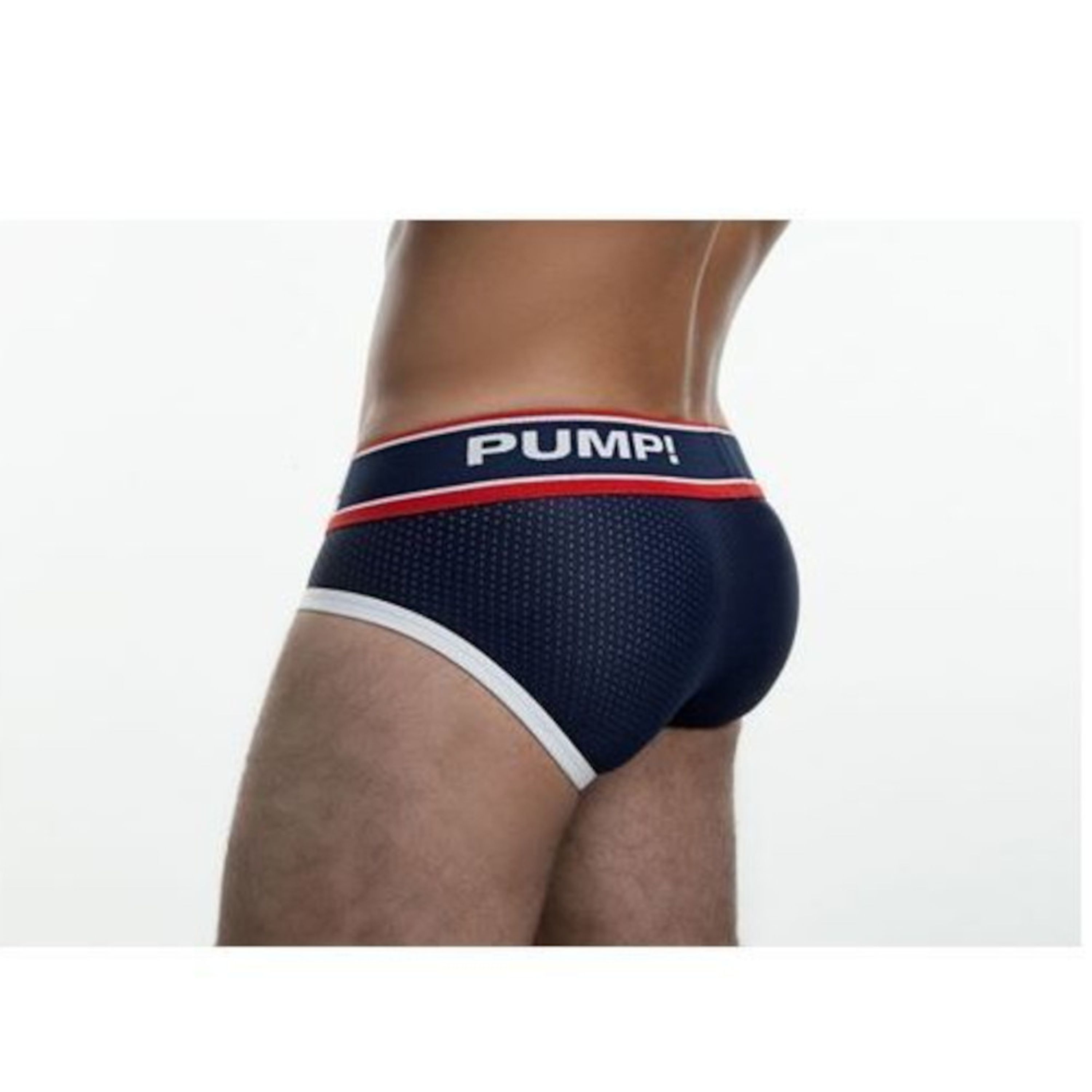 Мужские трусы брифы в сетку темно-синие с красной полосой PUMP! H389-168 фото 2