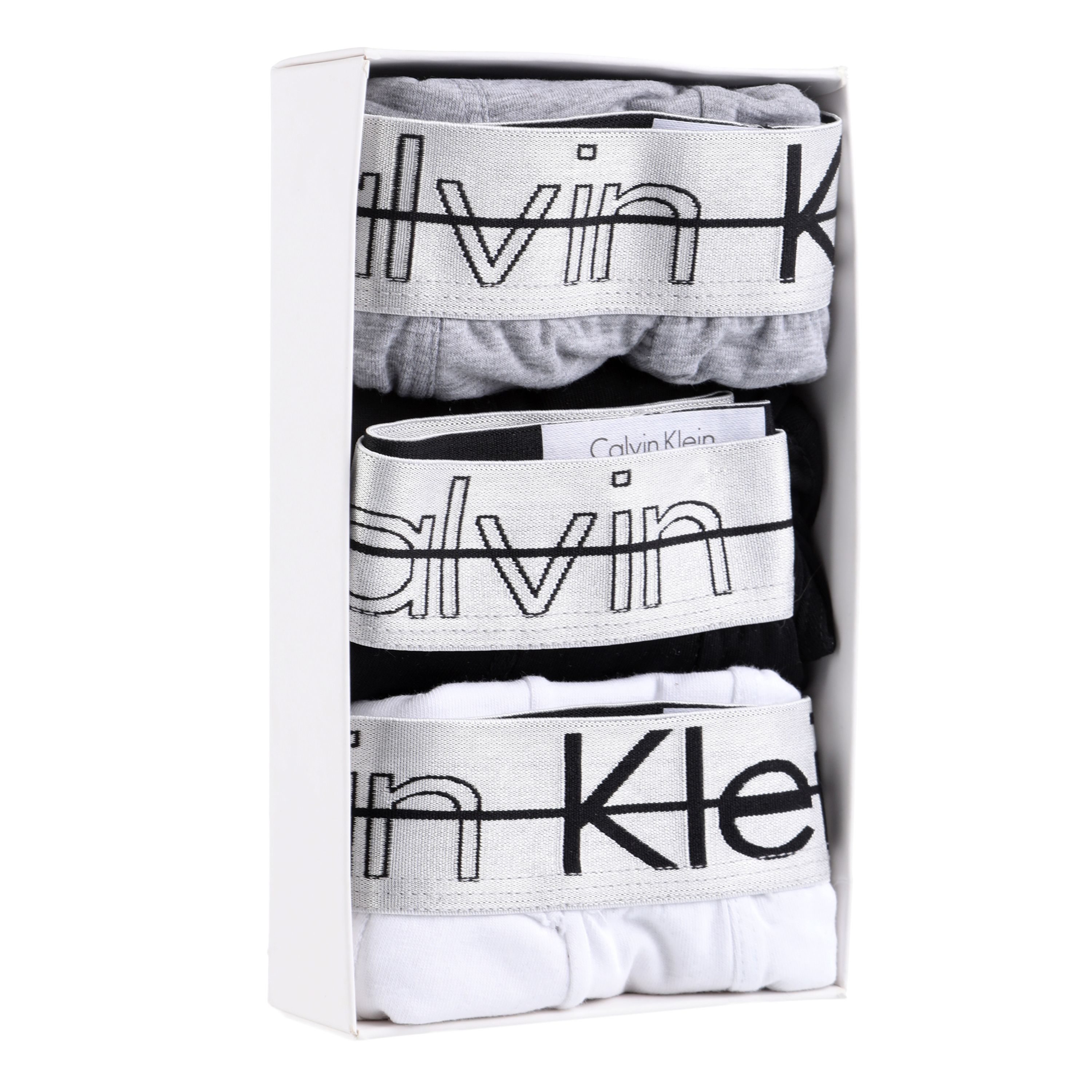 Мужские трусы боксеры набор 3в1 (серые, черные, белые) Calvin Klein  фото 1
