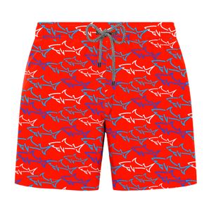 Фото Мужские шорты пляжные красные с принтом JOHN FRANK JFSSSWL91-GREAT SHARK RED