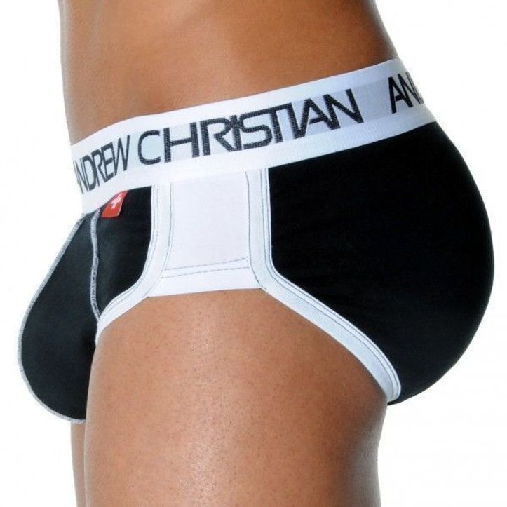 Мужские трусы брифы черные с задним пуш ап Andrew Christian Active Shape Black Brief  AC54 фото 3