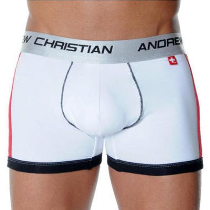  Мужские трусы боксеры с пуш-ап Andrew Christian Shock Jock Racer White Boxer AC52 