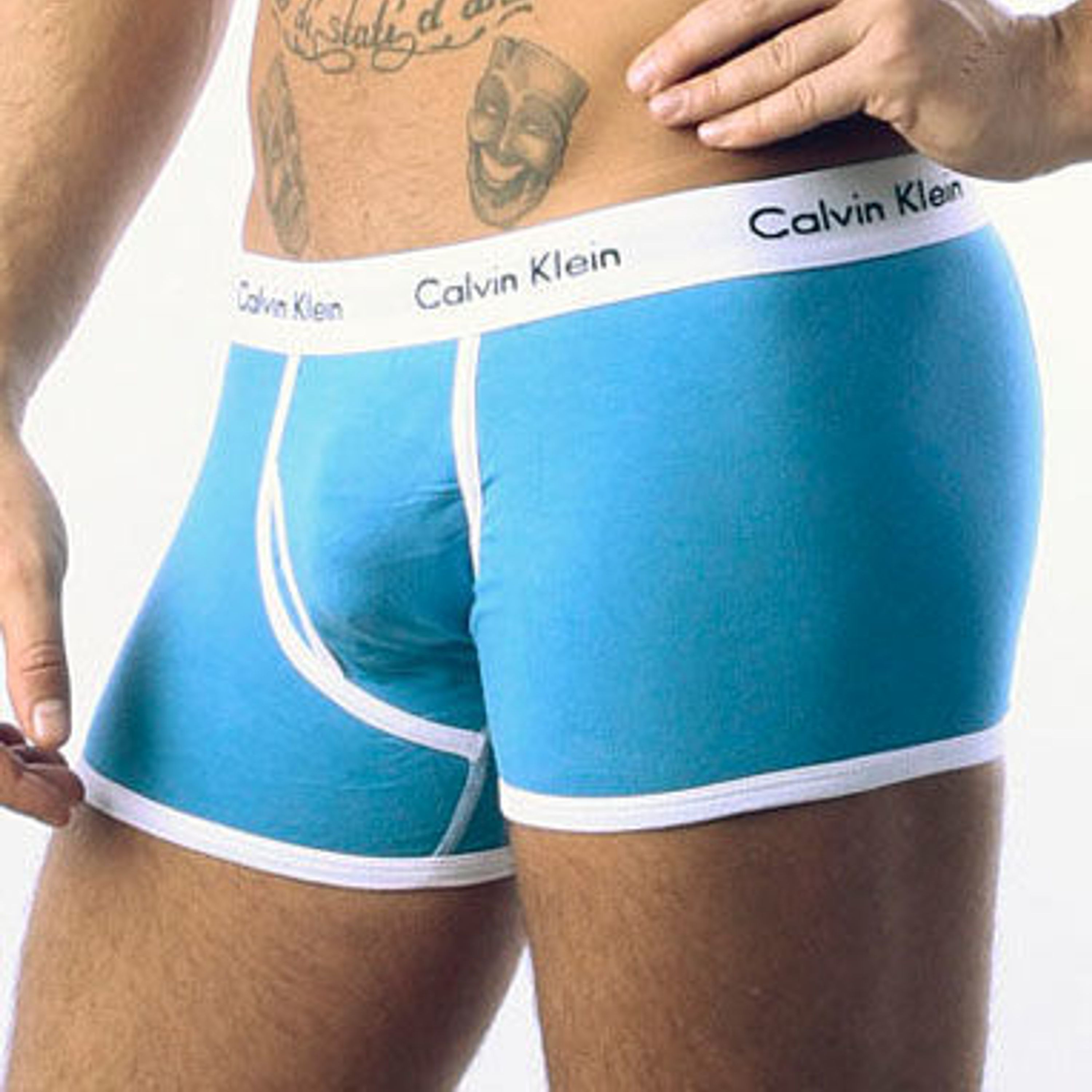  Мужские трусы боксеры бирюзовые с белой резинкой Calvin Klein 365 Turquoise White фото 1