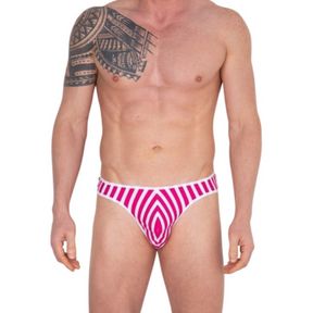 Фото Мужские трусы тонги белые в полоску фуксия Cosmos Colors FC10_PW 