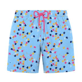 Фото Мужские шорты пляжные голубые с принтом JOHN FRANK JFSSSWL125-LITTLE TURTLE