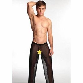 Фото Мужские штаны черные прозрачные в сетку Shino See-Through Pants Black