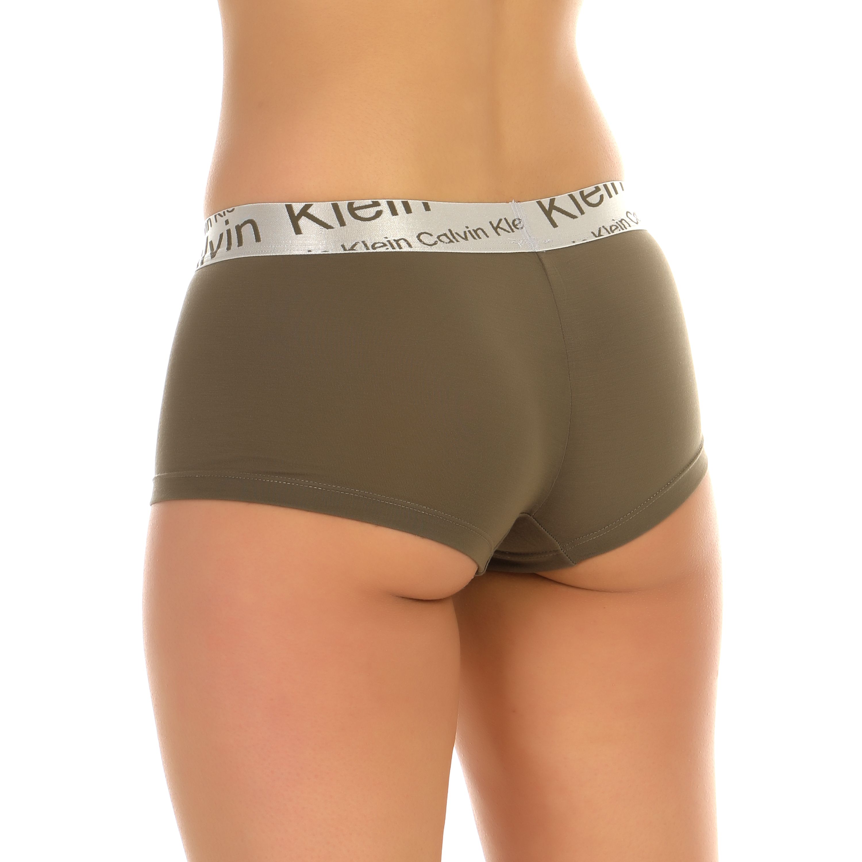 Женские трусы-шорты хаки Calvin Klein Women Steel Italics Waistband фото 2