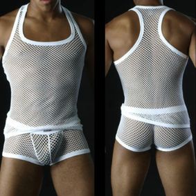 Фото Мужская майка в сетку белая Manstore Micropo White Tank