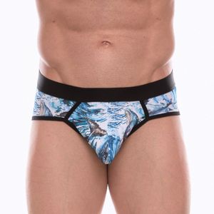 Фото Мужские трусы стринги с голубым принтом Don Moris DM072267