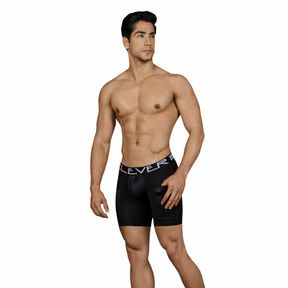 Фото Мужские трусы боксеры черные Clever Moda CONNECTION LONG BOXER 015311