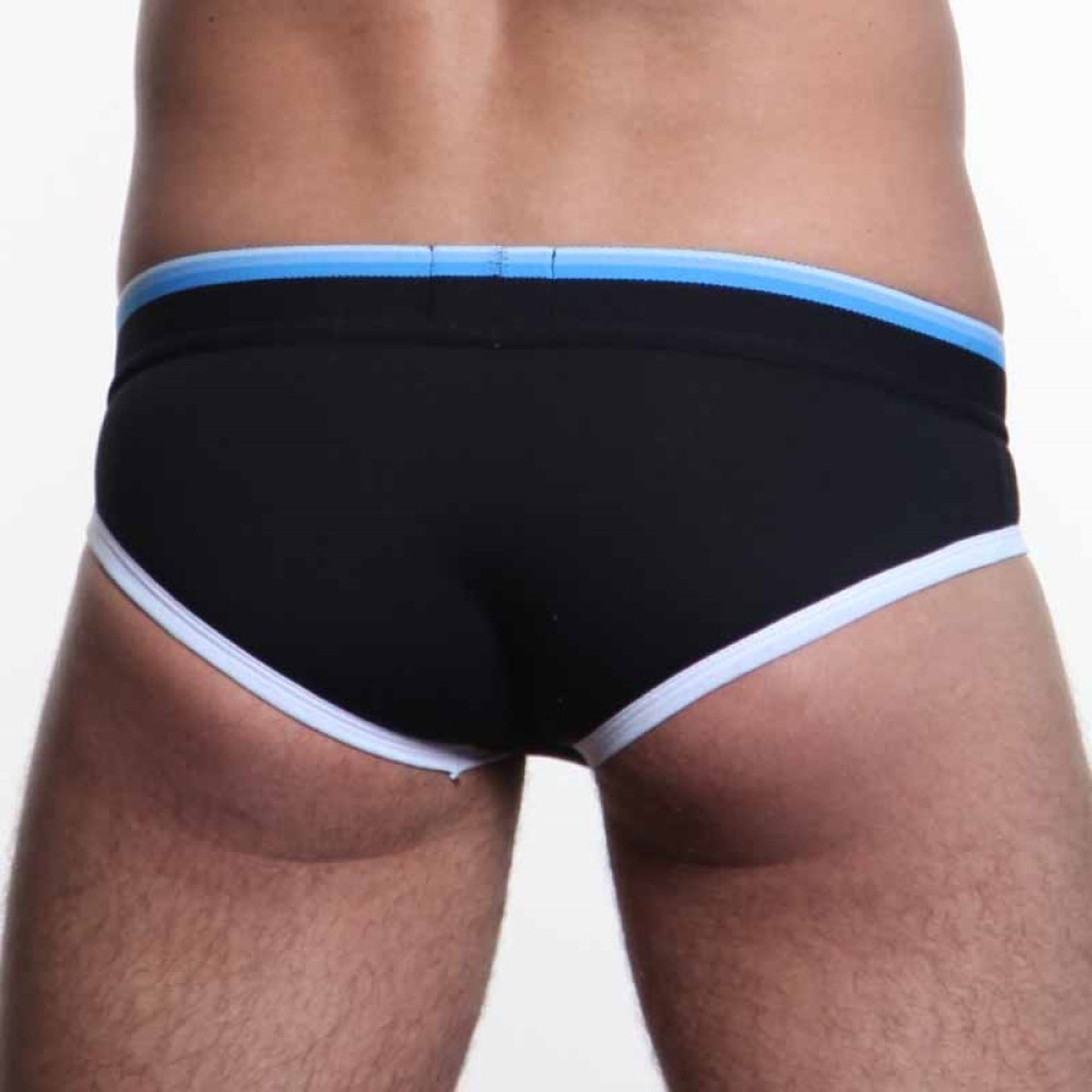 Мужские трусы слипы черные с (голубой) резинкой Aussiebum Fire Brief AB2074-4 фото 4