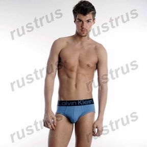 Фото Мужские трусы брифы синие с черной резинкой Calvin Klein Mens Steel Black