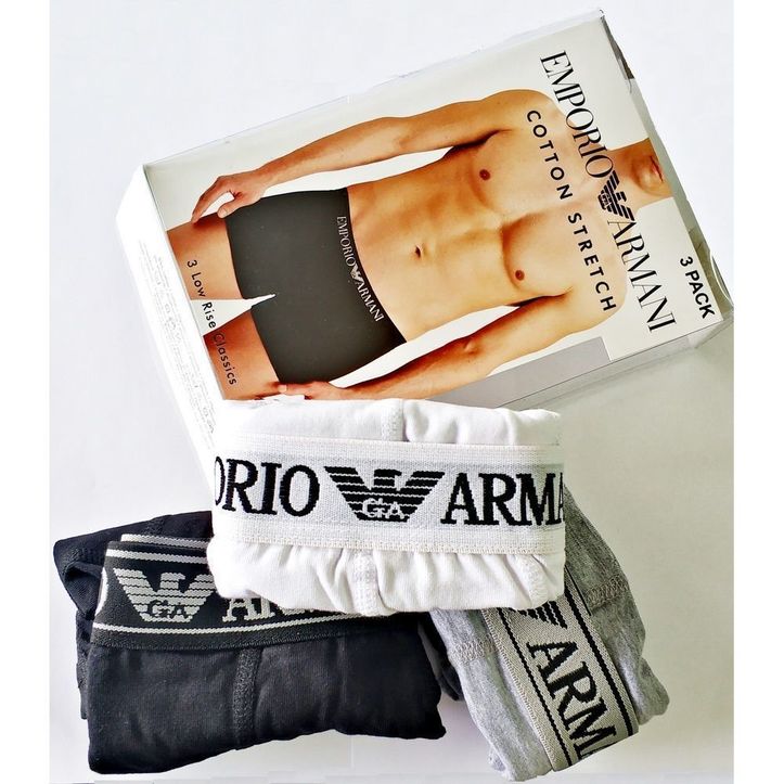 Набор мужских трусов боксеров (черные ,серые, белые) 3шт, Emporio Armani Classic set фото 2