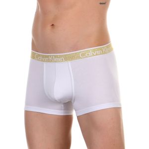 Фото Мужские трусы боксеры белые с золотистой резинкой Calvin Klein