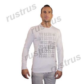 Фото Мужская футболка белая с длинными рукавами FDR0102