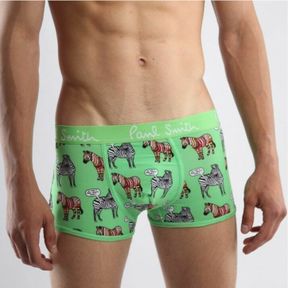 Фото Мужские трусы боксеры зеленые с зеброй Paul Smith Green