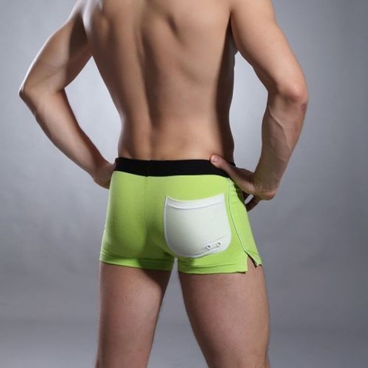 Мужские трусы боксеры зеленые с задним карманом Superbody Green Pocket Boxers фото 4